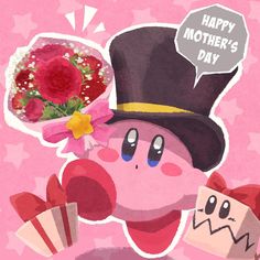 an image of a happy mother's day card with flowers and a hat on it