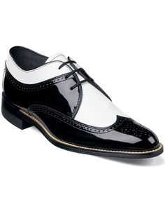 Patent your high-end style with these leather lace-up wing tips from Stacy Adams. Classic Black Dress Shoes For Parties, Classic White Dress Shoes For Party, Elegant Black Dress Shoes With Rubber Heel Cap, Mens Casual Dress Shoes, Stacy Adams Shoes, Mens Fashion Edgy, Simple Shoes, Casual Dress Shoes, Fancy Shoes