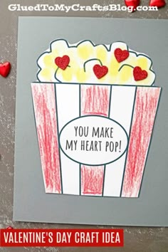 valentine's day craft idea popcorn card