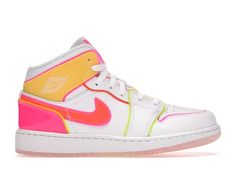 Jordan 1 Mid Edge Glow (GS) Kids' - CV4611-100 - US Where To Get Nike Shoes, Edge Glow Jordans, Jordan 1 Mid Edge Glow, Slay Shoes, Swaggy Shoes, Preppy Shoe, Preppy Wishlist, Shoes List, Shoes Preppy