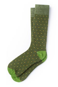 Do you want to make a statement with your socks without going too crazy? These Dapper Dots crew socks from Alynn are perfect for adding a punch of style in a subtle way. With its forest green background and gold polka dots pattern, this pair of socks gets a splash of moss green accented on the heel turn and toe. Made of soft, high-quality cotton, these socks were meant to be seen. Imported. Polka Dot Socks, Green Socks, Gold Polka Dots, Green Polka Dot, Green Accents, Dress Socks, Cozy Outfit, Polka Dot Pattern, Cotton Socks