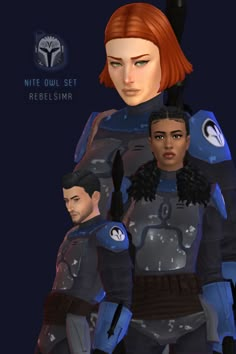 two women and one man are standing next to each other in star wars the old republic