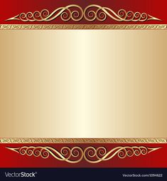 a gold and red background with an ornate border