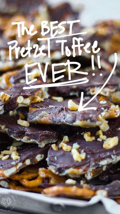 the best pretzel - type ever is on top of this chocolate covered snack