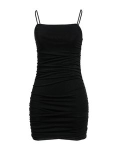 jersey, lamé, draped detailing, solid color, square neckline, sleeveless, with shoulder pad, fully lined, no pockets, pencil style , Color: Black , Size: S Dresses Casual Black, Tight Short Dress, Mommy Dress, Black Plain Dress, Cute Formal Dresses, Black Spaghetti Strap Dress, Tight Black Dress, Black Homecoming Dress, 2000s Outfits