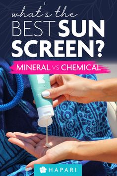 What's the Best Sunscreen? Mineral vs Chemical. Photo of hand dispensing sunscreen out of a teal-colored tube into another hand in front of a light blue and deep blue printed towel. Lake Boating, Best Sunscreen, Chemical Sunscreen, Best Sunscreens, Stay Safe, Boating, Sun Protection