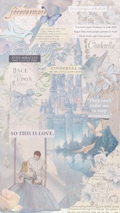 a collage of princess and prince's castle, with the words cinderella written on it