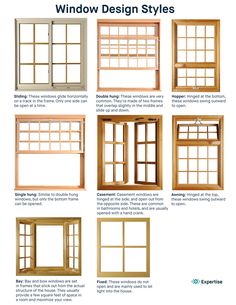 different types of windows and doors with instructions to install them in the same window styles