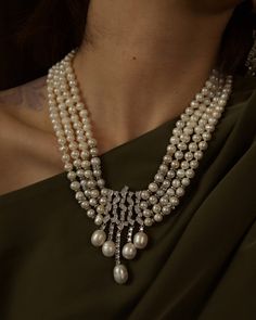 Vintage Multi-Strand Pearl & Rhinestone Necklace