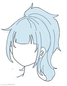 Art Base With Hair And Eyes, Oc Drawing Base With Hair, Simple Anime Hair, Anime Ponytail Drawing, Hair Template Drawing, Anime Hair Sketch, Oc Base Girl, Drawing Base Hair, Gacha Hair Base