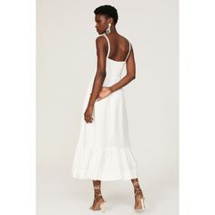 White linen blend (55% Linen, 45% Viscose). A-line. Sleeveless. V-neck. Side zipper closure. 54" from shoulder to hemline. Imported. Chic Sleeveless A-line Linen Dress, Linen A-line Midi Dress For Vacation, Unlined Linen V-neck Midi Dress, Chic A-line Linen Dress For Vacation, Lined Linen Spring Dresses, Chic Sleeveless Linen Sundress, Spring Linen Sleeveless Dress For Day Out, Lined Linen Dresses, Linen A-line Sundress For Day Out