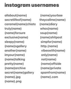 the words instagram usernames are shown in black and white, as well as an