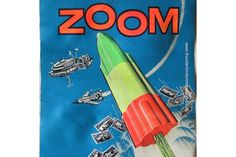 an old book with the title zoom written in red and green on it's cover