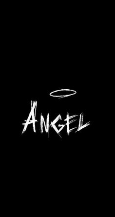 the word angel written in white on a black background