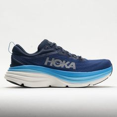 HOKA Bondi 8 Men's Airy Blue/Diva Blue – Holabird Sports Mens Hoka Shoes, Hoka Shoes Bondi 8, Hoka Bondi 8 White, Blue Hoka, Hoka Anacapa, Neutral Running Shoes, All Aboard, Memory Foam, Running Shoes