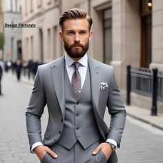 This is new modern Slim fit 3D Cut style which give you look slimmer and smarter. Item Include ( Coat+ Vest+ Pant) Color - grey Jacket and vest are lined with 100% Satin Notch Lapel, Two Pockets at bottom of jacket and one inside. Free Express Shipping all over the world. 3piece Suit Men Wedding Grey, Gray Fitted Blazer For Wedding, Fitted Gray Blazer For Wedding, Fitted Gray Tuxedo For Groom, Fitted Gray Suit For Wedding, Gray Groom's Suit, Gray Fitted Suit For Groom, Gray Three-piece Suit For Semi-formal Occasions, Fitted Gray Three-piece Suit For Business