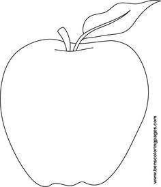 an apple with a leaf on the top and bottom half is shown in black and white