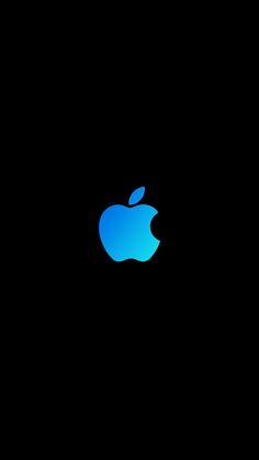 an apple logo on a black background with blue light in the middle and bottom half