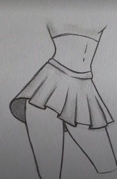 a pencil drawing of a woman's skirt and tights on a white paper