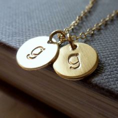 Initial Disc Necklace - Two Discs -14K Goldfilled. $37.00, via Etsy. Dainty Stamped Yellow Gold Jewelry, Dainty Personalized Gold Coin Necklace, Gold Sterling Silver Hand Stamped Initial Necklace, Gold Sterling Silver Round Disc Charm Necklace, Personalized Gold Dainty Coin Necklace, Hand Stamped Gold Round Jewelry, Gold Sterling Silver Hand Stamped Charm Necklaces, Gold Stamped Initial Pendant Necklace, Gold Hand Stamped Round Pendant Necklace