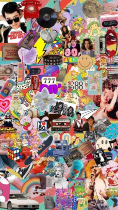 a collage of various stickers and pictures