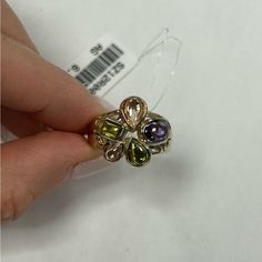 Suzy Levian Yellow Sterling Silver Flower Multicolor Cz Ring Nwt Size #7 Sold As Is- No Returns Style #Sz12r0043a Multicolor Amethyst Ring For Gift, Elegant Flower Ring With Multi-stones, Levian Jewelry, Diamond Heart Ring, Moissanite Diamond Rings, Gem Ring, Red Gemstones, 7 Rings, Sterling Silver Flowers