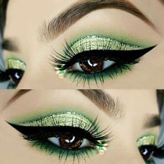 St Patricks Day Eye Makeup Simple, Green Mermaid Makeup, Green Eye Makeup, A Daily Routine, Make Up Inspiration