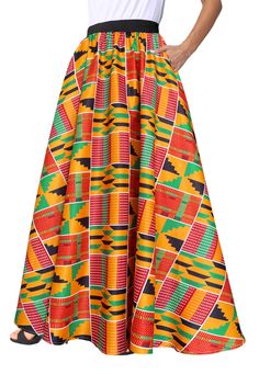 PRICES MAY VARY. Lovely African dashiki long maxi skirt. Full circle with wide elastic print with side pockets. 100% Polyester. The material not stretched. Mopping floor length skirt can wear with a slim fitting top or a button down dress shirt, pair it with sandals for a relax look or with high heels. It good for party, shopping, school, wedding, work, club, cocktail, night,church or casual everyday wear. African floral print,Kente African skirt, Ankara print skirt, Kente Maxi skirt, Ethnic sty African Outfits For Women, Ankara Maxi Skirt, African Skirt, Lace Dress Classy, School Wedding, Skirt Ideas, African Skirts, Maxi Skirt Style, Ankara Skirt