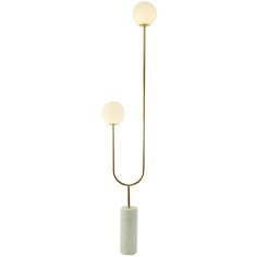 Brighten up any room to create a warming atmosphere for you and your guests with this chic floor lamp. Make a statement with this unique floor lamp on any surface space for a balanced look. Add this modern floor lamp to any corner of your living room or office to brighten up the space. Includes 2 Type A G9/BI-PIN bulbs. This item ships in 1 carton. Comes with a 89" cord length. Features two diffused light orb lanterns. Suitable for indoor use only. Floor lamp comes with a white globe shaped shad Chic Floor Lamp, Torch Floor Lamp, Shelf Lamp, Globe Floor Lamp, Tall Floor Lamps, Modern Floor Lamp, Unique Floor Lamps, Gold Floor Lamp, Floor Lamp With Shelves