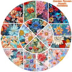 the garden flowers pattern is arranged in a circle