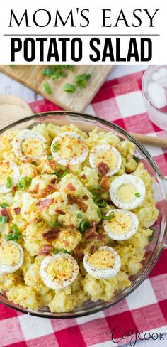 this potato salad is loaded with hard boiled eggs, bacon and green onions it's the perfect side dish for any meal