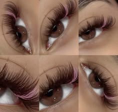 #lashes #pink Lash Ideas With Color, Red And White Lash Extensions, Valentine Lashes Extensions, Burgundy Lash Extensions, Pink And White Lash Extensions, Sparkly Lash Extensions, Color Lash Sets, Lash Color Extensions, White Lashes Extensions