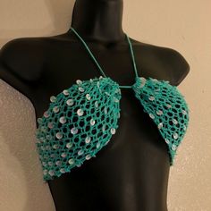 Mermaid Inspired Crochet, Sequin Crochet Top, Mermaid Core Crochet, Avatar Mermaid, Avatar Inspired Outfits, Mermaid Crochet Top