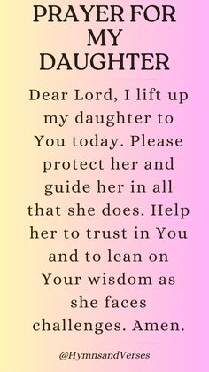 a poem with the words prayer for my daughter