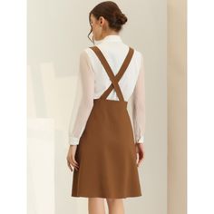 With nice quality fabric and a detailed design for the overall midi dress, this trendy item can freshen your wardrobe. Designed with a V neck, double-breasted decor, criss-cross back, faux flap pockets, and convenient adjustable straps, this suspenders skirt is unique. Soft slightly stretchy fabric and elastic waist design is comfortable all day long and easy to wear on and down. Classic but special, also is versatile to match each age, each style, and each occasion. Pair it with the blouse, but Suspenders Skirt, Basic Sweaters, Chelsea Boots Women, Ballet Dress, Black Velvet Dress, Simple Tshirt, Tweed Dress, Pinafore Dress, Women Midi