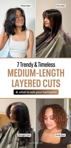 From timeless 90s layers to trending shag haircuts, explore the 7 best layered cuts for medium hair in this blog post! Understand why layered cuts suit medium-length hair and find the best haircut ideas for every hair type and face shape. Whether your hair is fine, thick, straight, wavy, or curly, get advice on styling and maintaining your layered look. Head over to my full blog post and know what to ask your stylist for your next salon appointment. 90s Haircuts Medium, Cuts For Medium Hair, Medium Length Haircuts With Layers, 90s Layers, Best Medium Length Haircuts, Haircuts With Layers, The Best Haircut