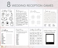 the 8 wedding reception games are on display