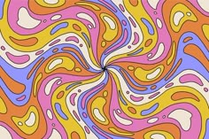 an abstract painting with colorful swirls and dots in the center, on a white background