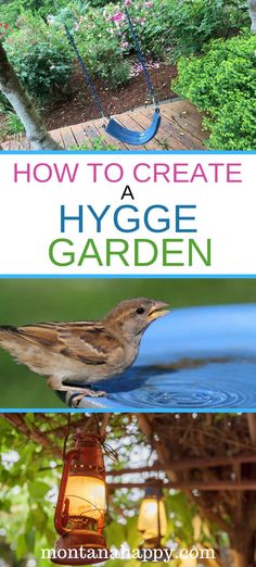 how to create a hygge garden with bird feeders and hanging lights