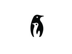 the penguin logo is shown in black and white