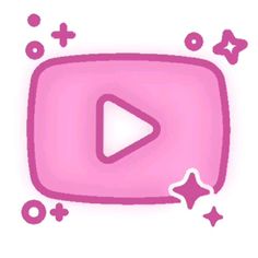 a pink play button with stars around it