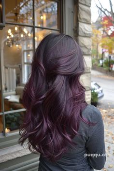 Brown Dyed Hair Ideas, Brunette And Purple Hair, Purple Hair Brown Skin, Purple Brown Hair Color, Dark Purple Hair With Brown, Cool Toned Hair Color Ideas, Brunette Purple Hair, Hair Dye Ideas For Brown Skin, Hair Colour For Dark Skin Tones