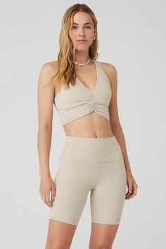 Alo Yoga Stretch Cropped Activewear, Alo Yoga Activewear With Built-in Shorts For Yoga, Alo Yoga Activewear With Built-in Bra For Yoga, Sporty Bra-friendly Activewear By Alo Yoga, Sporty Alo Yoga Activewear With Built-in Bra, Slouchy Tee, Tennis Skirts, Support Design, Alo Yoga