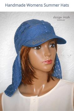 Summer Cap Womens Denim Hat Blue Bandana with visor Sun | Etsy Denim Baseball Cap For Summer, Denim Blue Baseball Cap For Summer, Summer Baseball Cap With Curved Brim In Medium Wash, Blue Denim Visor Hat, Summer Curved Brim Baseball Cap, Summer Denim Blue Baseball Cap, Spring Adjustable Denim Blue Baseball Cap, Denim Blue Brimmed Hat, One Size Fits Most, One Size Fits Most Brimmed Denim Blue Hat