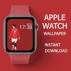 an apple watch with the image of a soccer player on it's screen and text that reads, apple watch wallpaper instantized