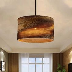 Modern Asian Drum Shade Ceiling Pendant Light For Restaurant Dining Room Brown / 12 Restaurant Dining Room, Drop Ceiling Lighting, Drop Light, Modern Hanging Lights, Light Fixtures Bedroom Ceiling, Dining Room Pendant, Modern Asian