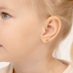 Your sweet girl will adore to wear these special puffed star screw back earrings with all of her favorite outfits. A polished star earring that will quickly become their favorite. Safety screw backs allow for these elegant earrings to remain safely on your little ones ears. A complimentary gift box is included. Age Group: Sweet Gift for Toddlers and Little Girls; Safe for Sensitive Skin Material: 14k Yellow Gold Earring Size: 6mm W x 6mm H star; 8mm Threaded earring post Metal Stamp: 14k Gift Bo Star Earring, Post Metal, Gift Post, Thread Earrings, Kids Earrings, Earring Post, Kids Necklace, Gold Earring, Sweet Gifts