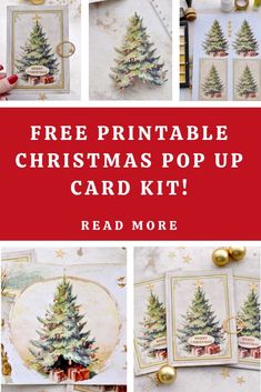 printable christmas pop up card kit with instructions to make it look like a tree