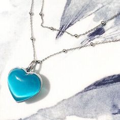 heart necklace blue cat's eye heart pendant necklace stainless steel beads chain  | eBay Trendy Blue Heart-shaped Jewelry, Light Blue Heart Beads Jewelry Gift, Light Blue Heart Beads Jewelry For Gift, Trendy Blue Heart Pendant Jewelry, Trendy Blue Heart Pendant Necklace, Trendy Blue Jewelry With Heart Charm, Stainless Steel Heart Jewelry With Heart Beads, Trendy Stainless Steel Heart Pendant Jewelry, Blue Stainless Steel Necklace For Gift