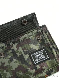 BirdinBag - Camo Print Wallet with Letter Patch Decor - Compact and Stylish Green Rectangular Bag With Coin Pocket, Travel Trifold Wallet With Pockets, Casual Pouch Wallet With Pockets, Casual Rectangular Wallet With Snap Closure, Casual Pouch Wallet, Rectangular Outdoor Bag With Card Slots, Word Wrap, Fabric Pattern, Small Wallet